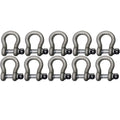Set of 10 Clevis Anchor Bow Shackles 3/4" for Rigging and Sling Cable