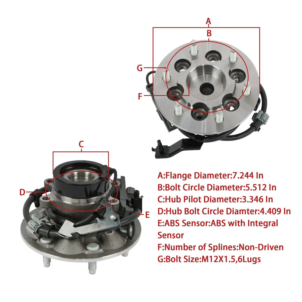 Front Left Wheel Hub Bearing for Chevy Colorado GMC Canyon Isuzu I-370 I-290 (RWD)