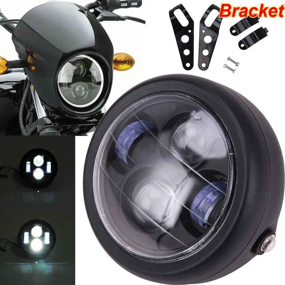 6.5'' LED Headlight with Bracket for Universal Motorcycle (Cafe Racer, Bobber)