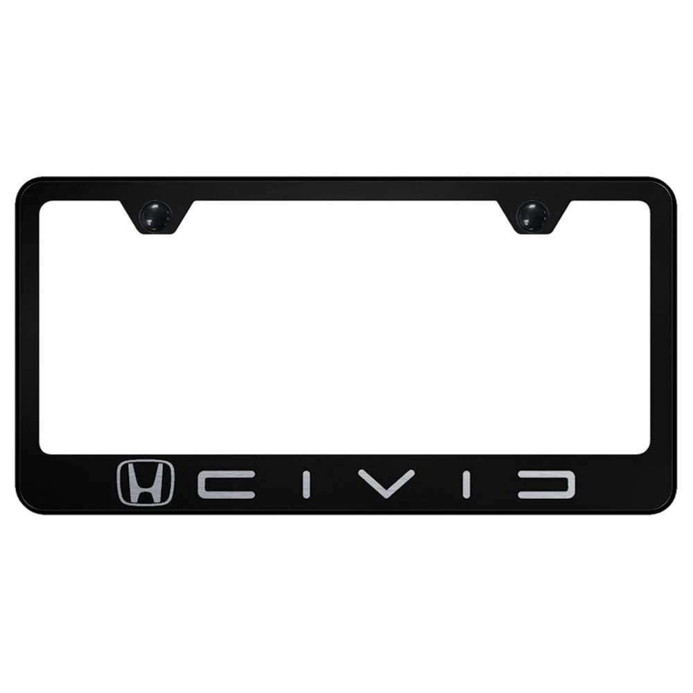 Reverse C Name on Black License Plate Frame -Officially Licensed for Honda Civic