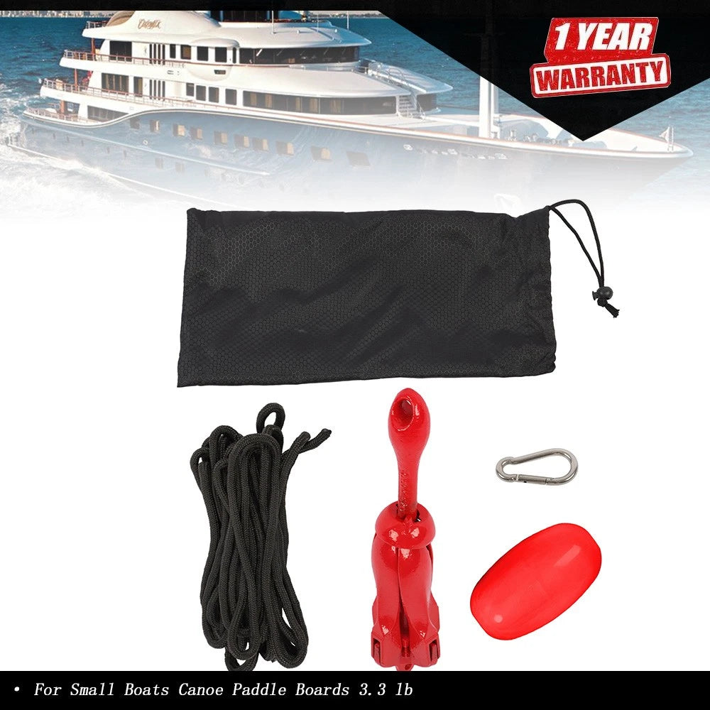 Folding Anchor Set for Small Boats Canoe Paddle Boards (3.3 lb)
