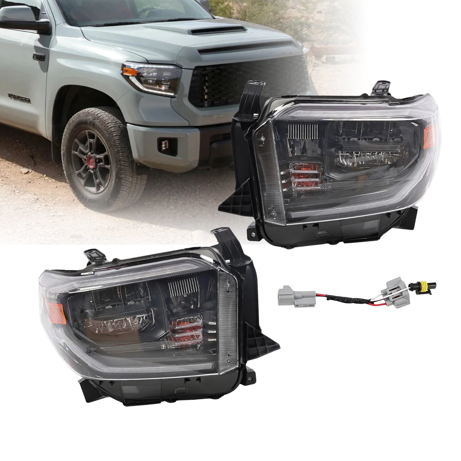 Full LED Headlights for Toyota Tundra (2018–2021) w/Sequential Turn Signals