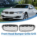 1 Pair Front Hood Bumper Grille for BMW 3 Series (2013–2018) Silver Tone