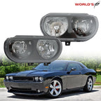 Headlight Set for Dodge Challenger (2008–2014) Halogen Black Housing