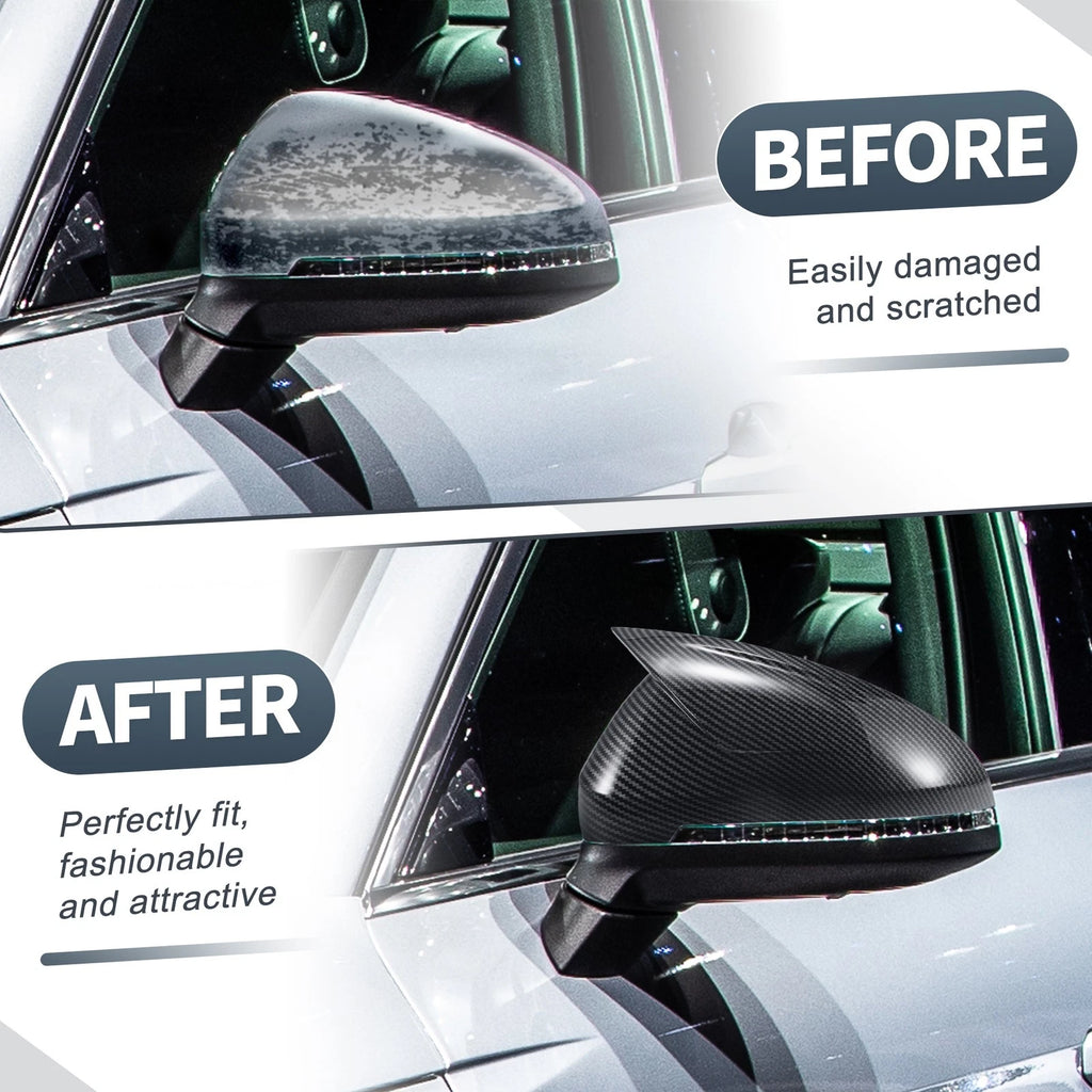 1 Pair Rearview Mirror Cover Cap Black Carbon Fiber for Audi A4 A5 (2008–2020)