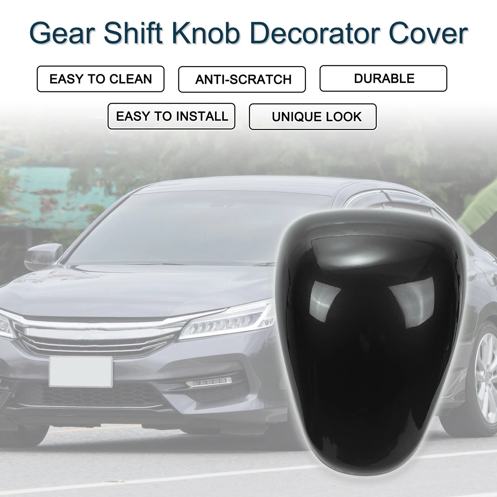 Gear Shift Knob Decorator Cover for Honda Accord (2013–2017) Black
