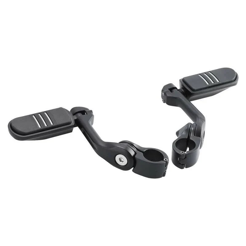 1 1/4" Long Angled Matte Black Highway Engine Guard Footpegs for Motorcycle