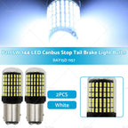 2X P21/5W BAY15D 1157 144SMD White LED Brake Light Bulbs for Cars
