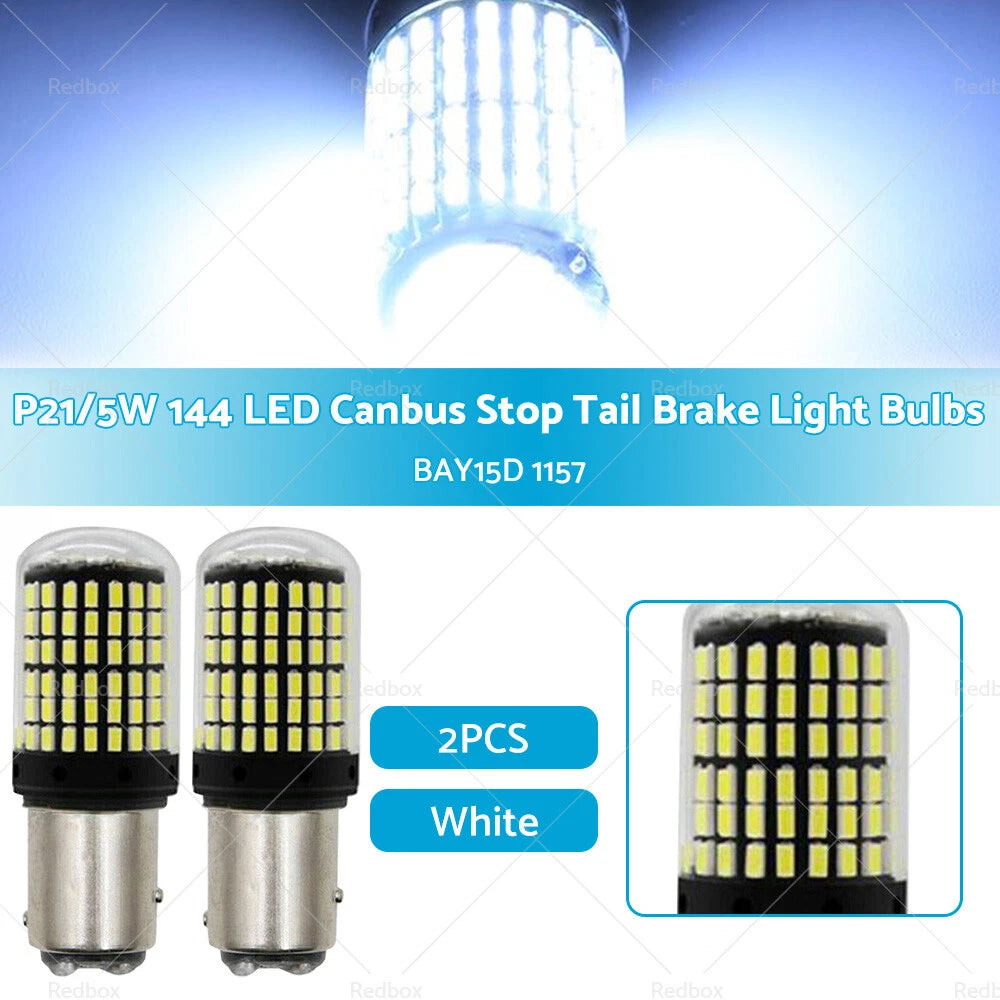 2X P21/5W BAY15D 1157 144SMD White LED Brake Light Bulbs for Cars
