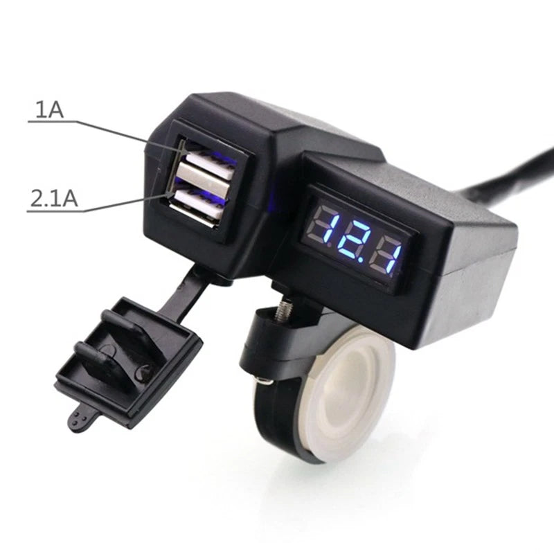 Dual USB Charger Socket with LED Voltmeter for BMW K1300R K1300S (2008–2016)