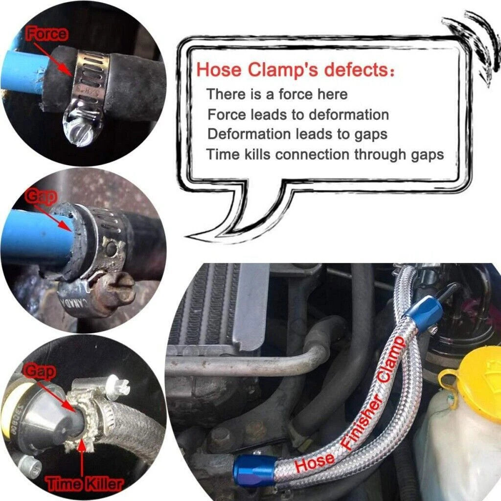 Set of 4 AN Hex Hose Finisher Clamps for Various Hose Finishers