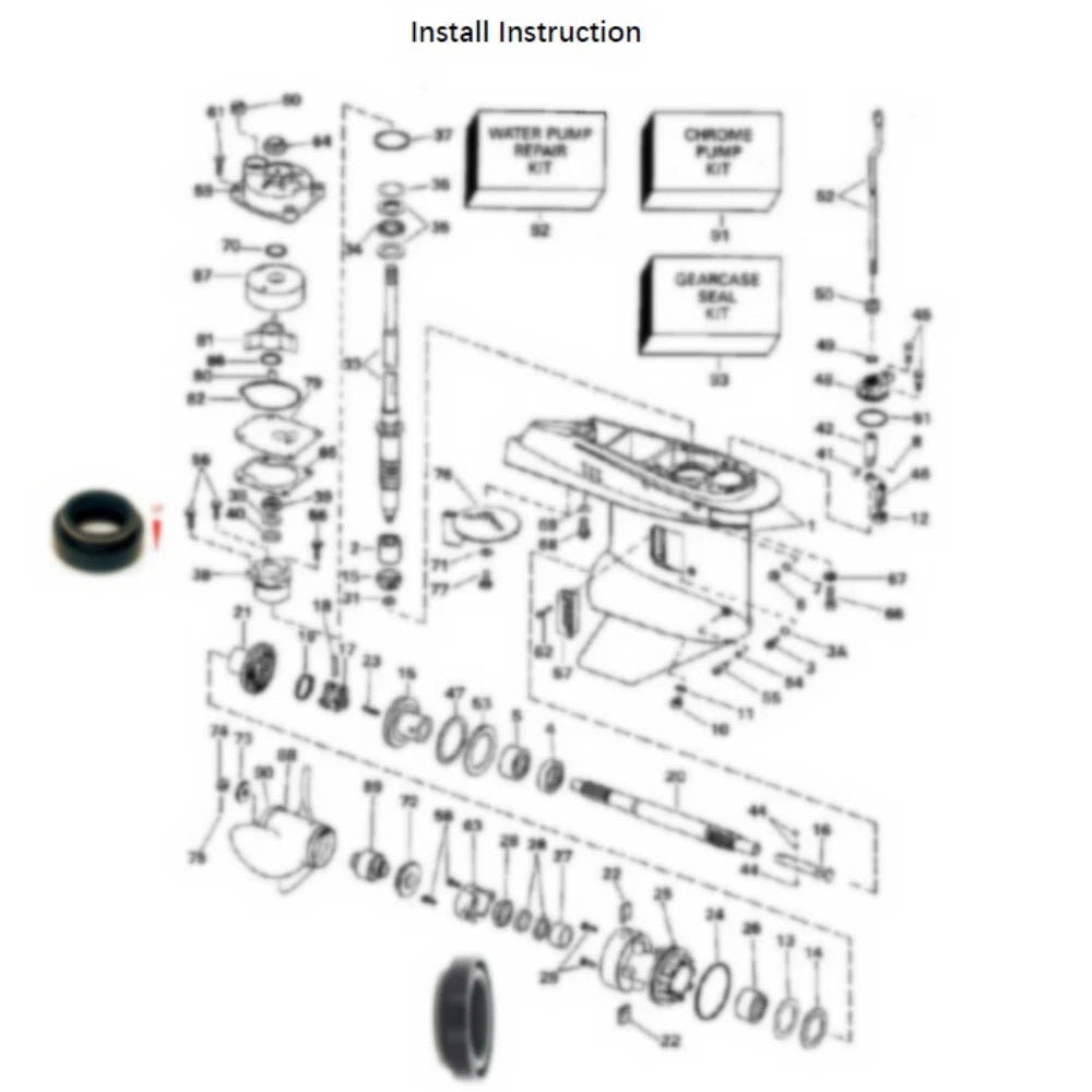 Lower Unit Seal Kit for Johnson/Evinrude Outboard 35-50 HP (0433550)