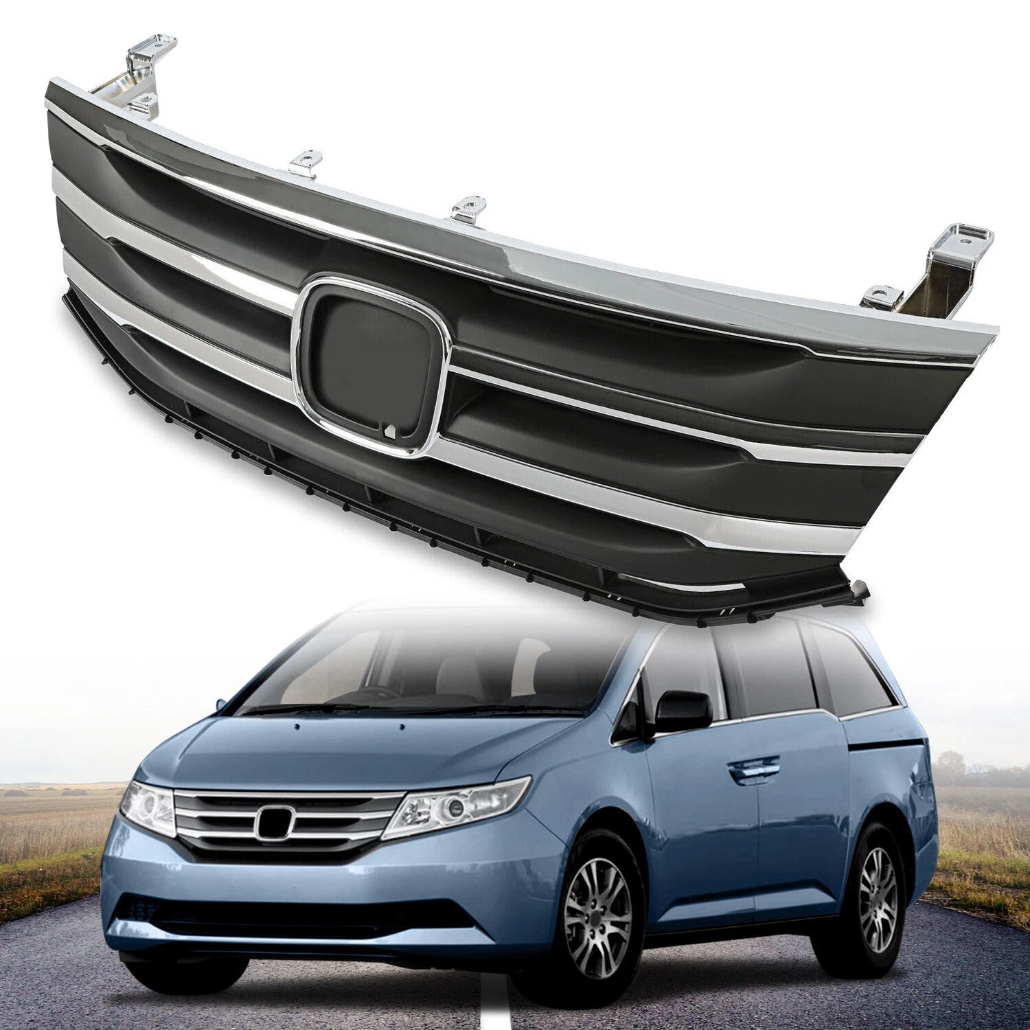 Front Black Grill with Chrome Trim for Honda Odyssey (2011–2013)