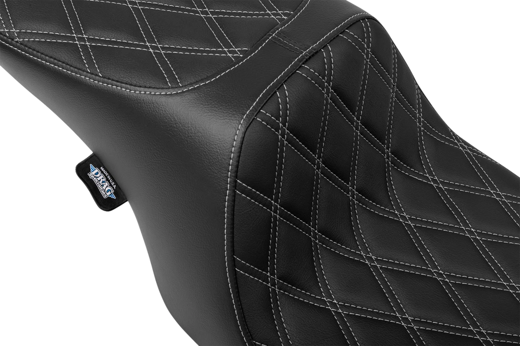 Predator 2-Up Seat for Harley Davidson (2014–2023) - Vinyl - Double Diamond - Silver
