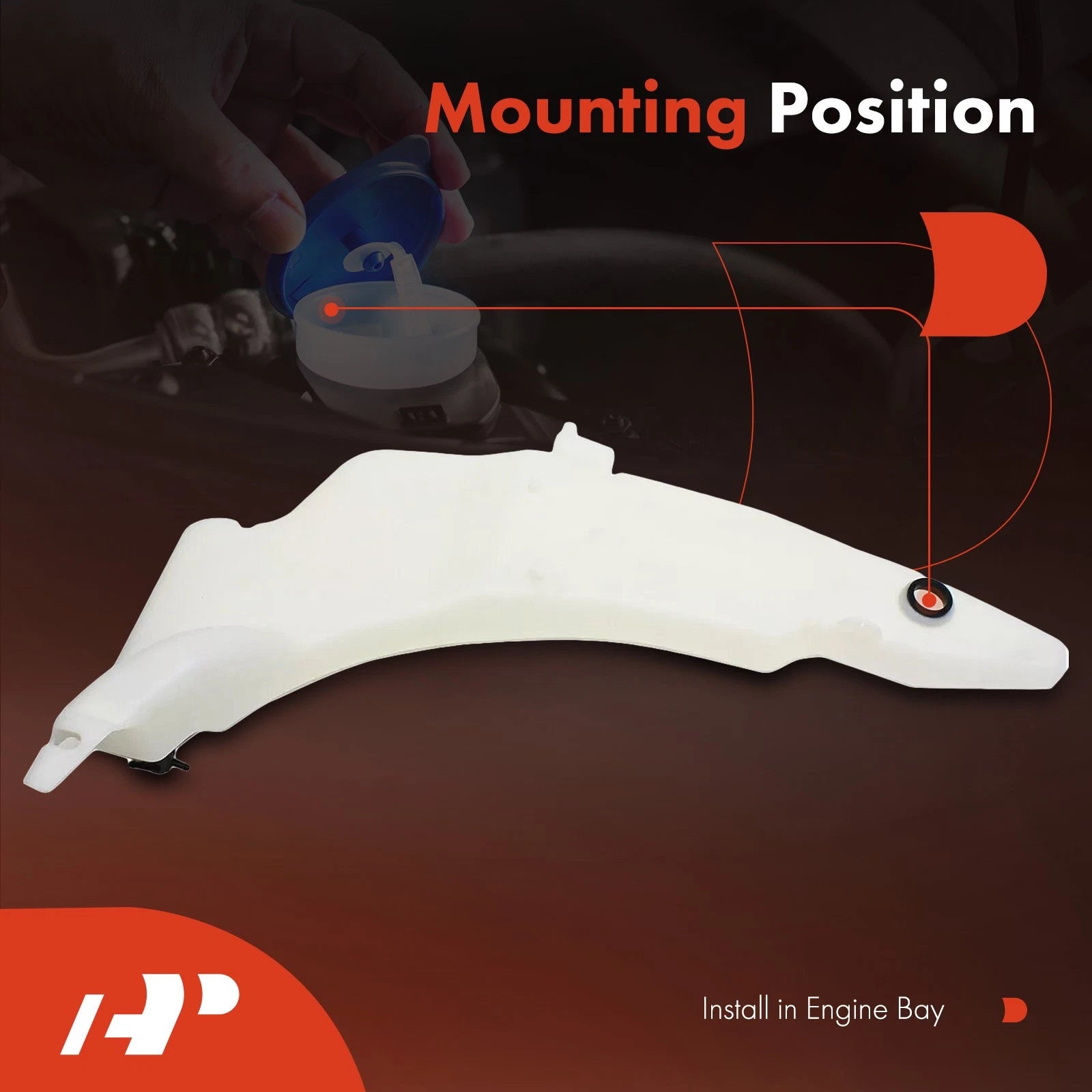 Windshield Washer Reservoir with Pump for Ford Transit Connect (2010-2013)
