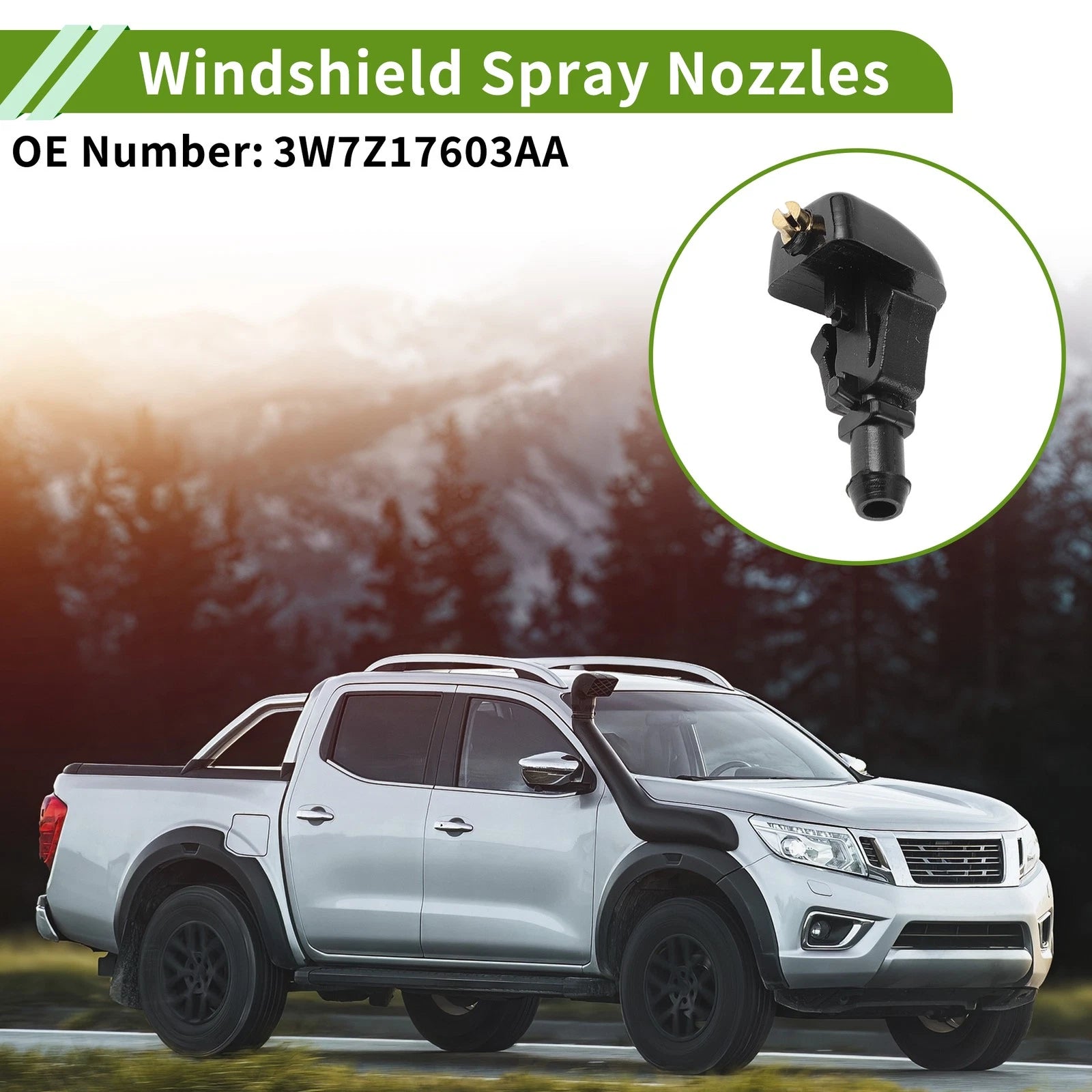 Windshield Washer Nozzle w/ Hose Connector for Ford (No. 3W7Z17603AA)