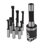 Set of 9 Carbide Boring Bars with 2" Boring Head for R8 Shank