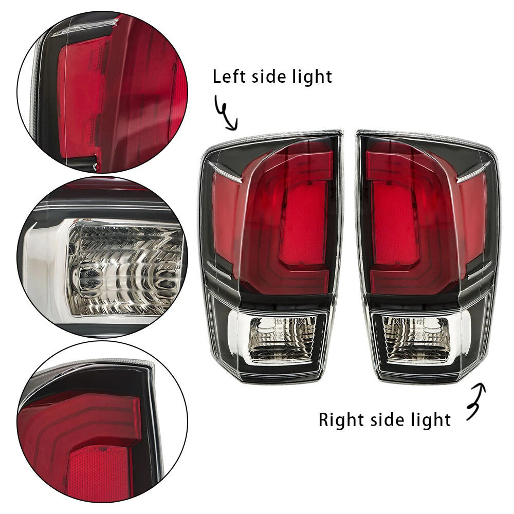 Set of 2 Halogen Red Clear Tail Light Assemblies for Toyota Tacoma (2016–2021)