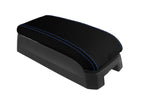 Console Lid Armrest Cover for Jeep Patriot (2009–2017) Carbon Fiber Blue Stitch