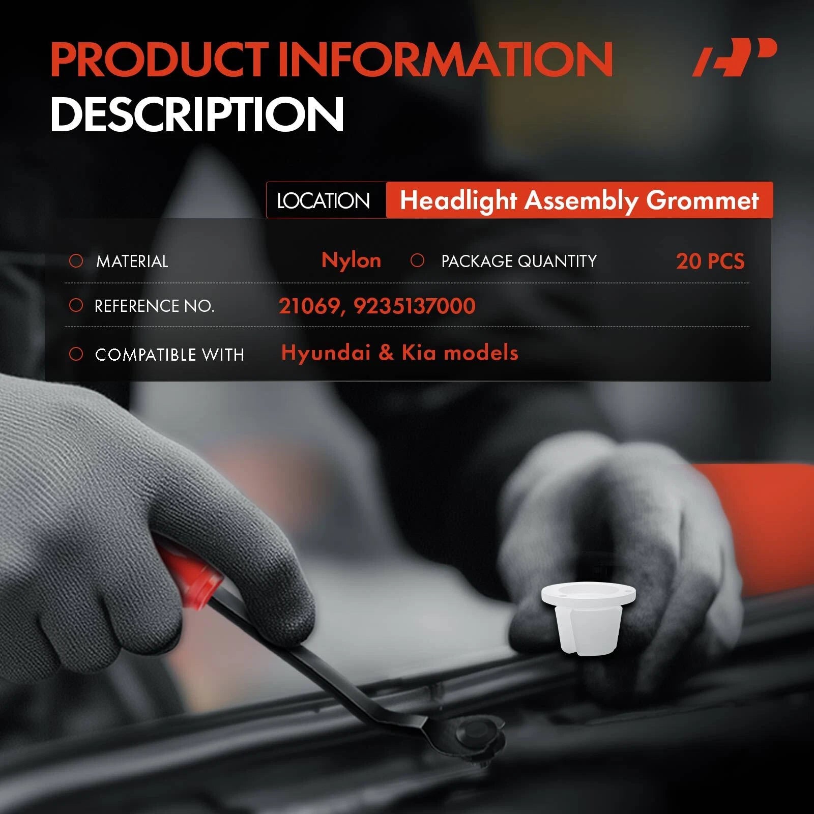 20Pcs Nylon Headlight Assembly Grommet Retainer Clip for Hyundai