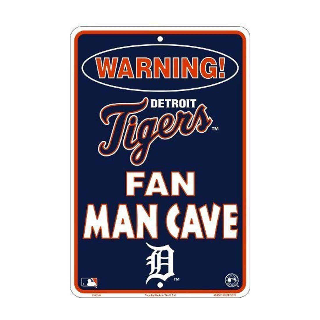 HangTime Warning Sign for Detroit Tigers Man Cave (8" x 12")