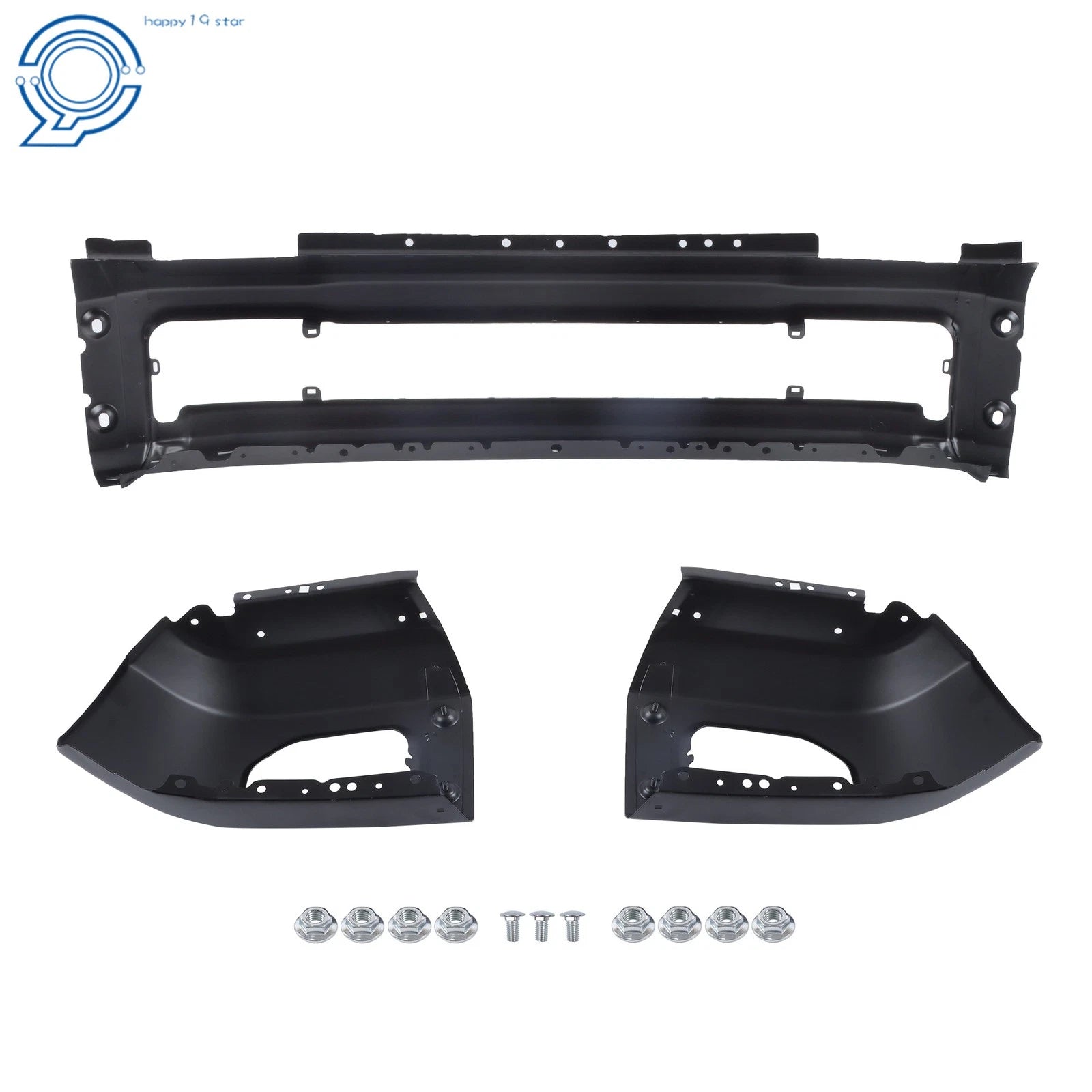 Black Steel Split Front Bumper for Ford F250 F350 (2020–2022) with Fog Light Holes