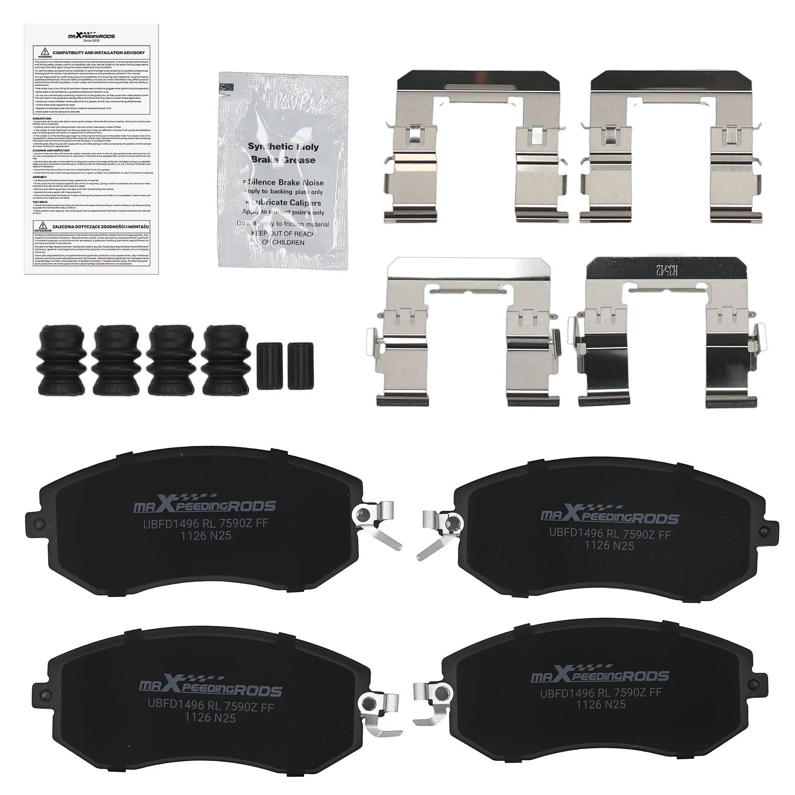 Front Ceramic Brake Pads for Toyota GR86 2022–2025 Subaru Forester 2010–2018