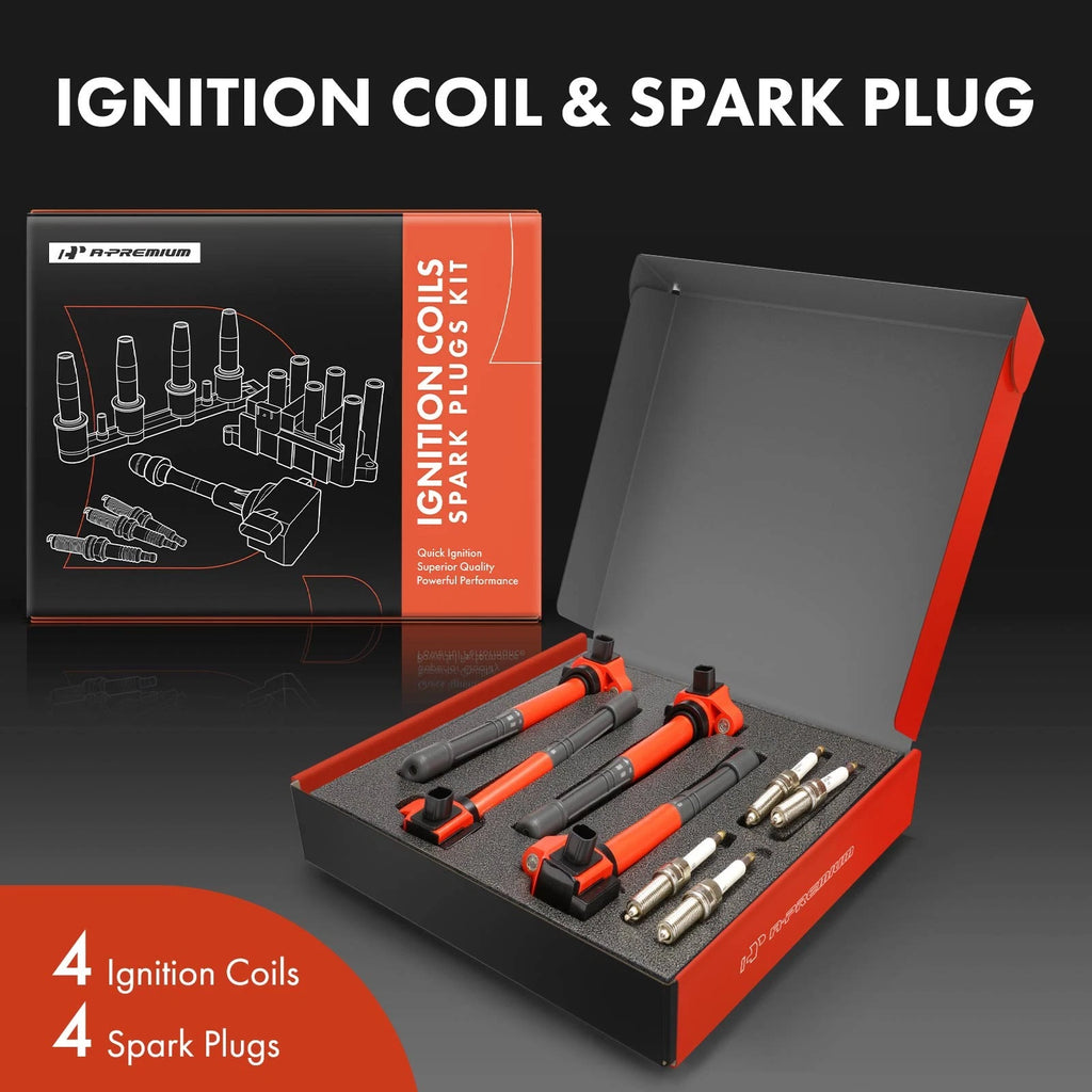Set of 4 Ignition Coils & 4 Iridium Spark Plugs for Honda CR-V Accord Acura
