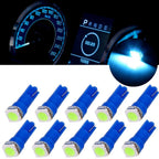 10X T5 Ice Blue 1SMD 5050 LED Wedge Bulb for Dashboard Gauge (58-74)