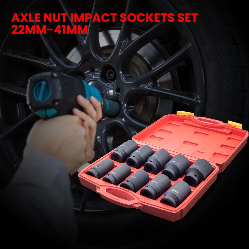 Set of 10 Deep Impact Sockets for Metric Vehicles (22mm-24mm)