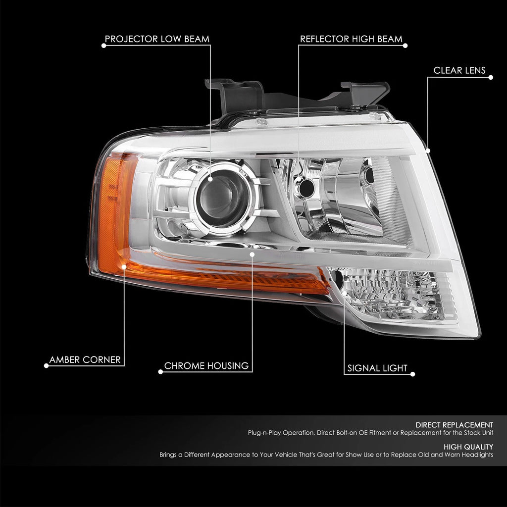 Chrome Projector Headlight Lamp for Ford Expedition (2015–2017) - Right