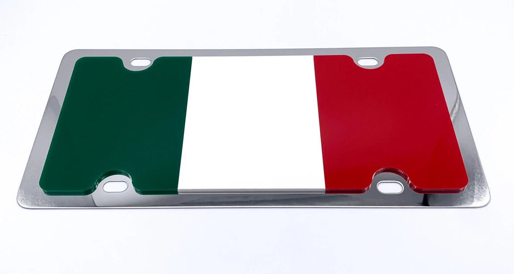 Italian Metal Vanity License Plate Tag 3D Flag Stainless Steel for Italy