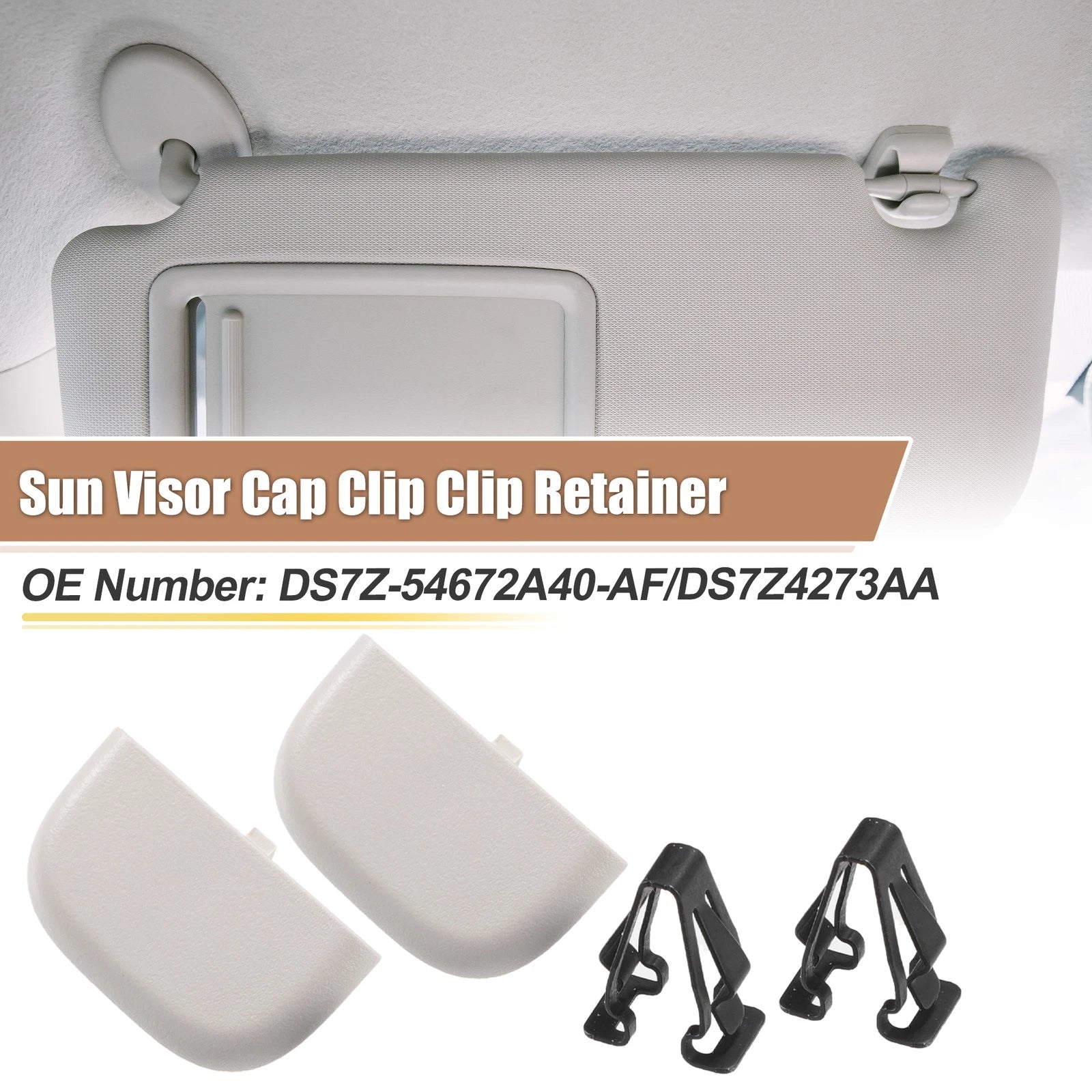 2X Gray Iron Sun Visor Cap Clip Retainer for Ford Fusion (2013–2016)
