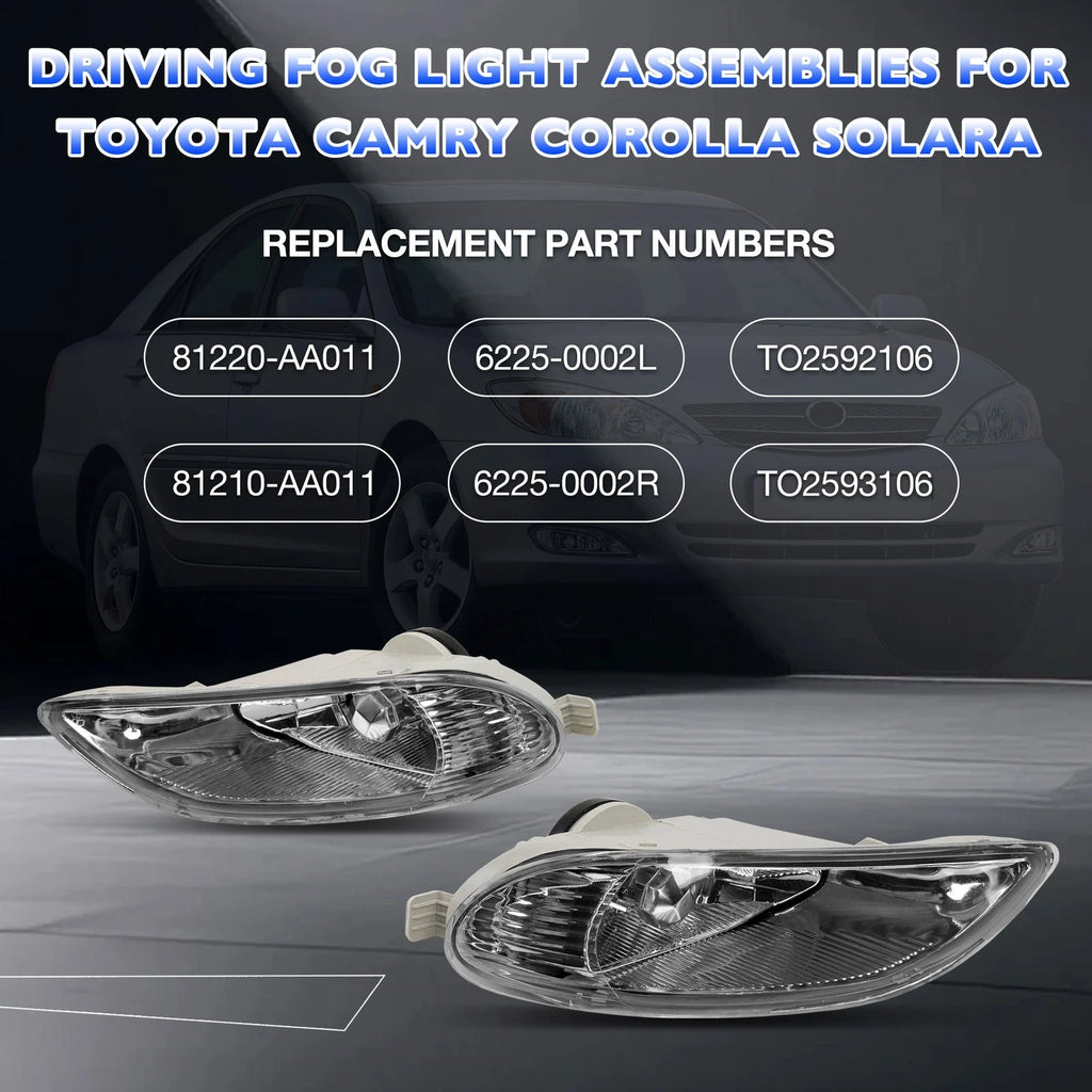 Pair Fog Lights for Toyota Camry Corolla Solara (2002–2008)