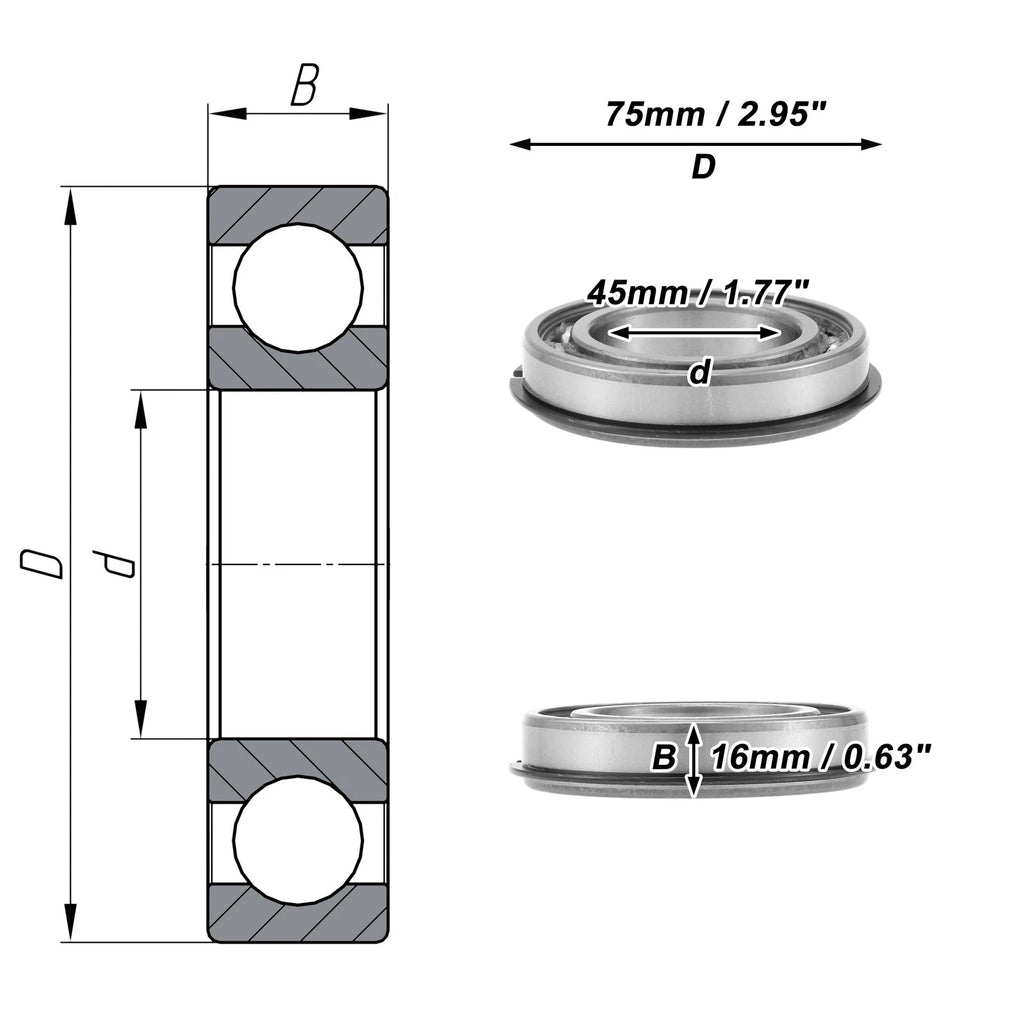Deep Groove Ball Bearing P0 for Scooter Skateboard Wheel (45x75x16mm)