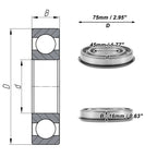 Deep Groove Ball Bearing P0 for Scooter Skateboard Wheel (45x75x16mm)