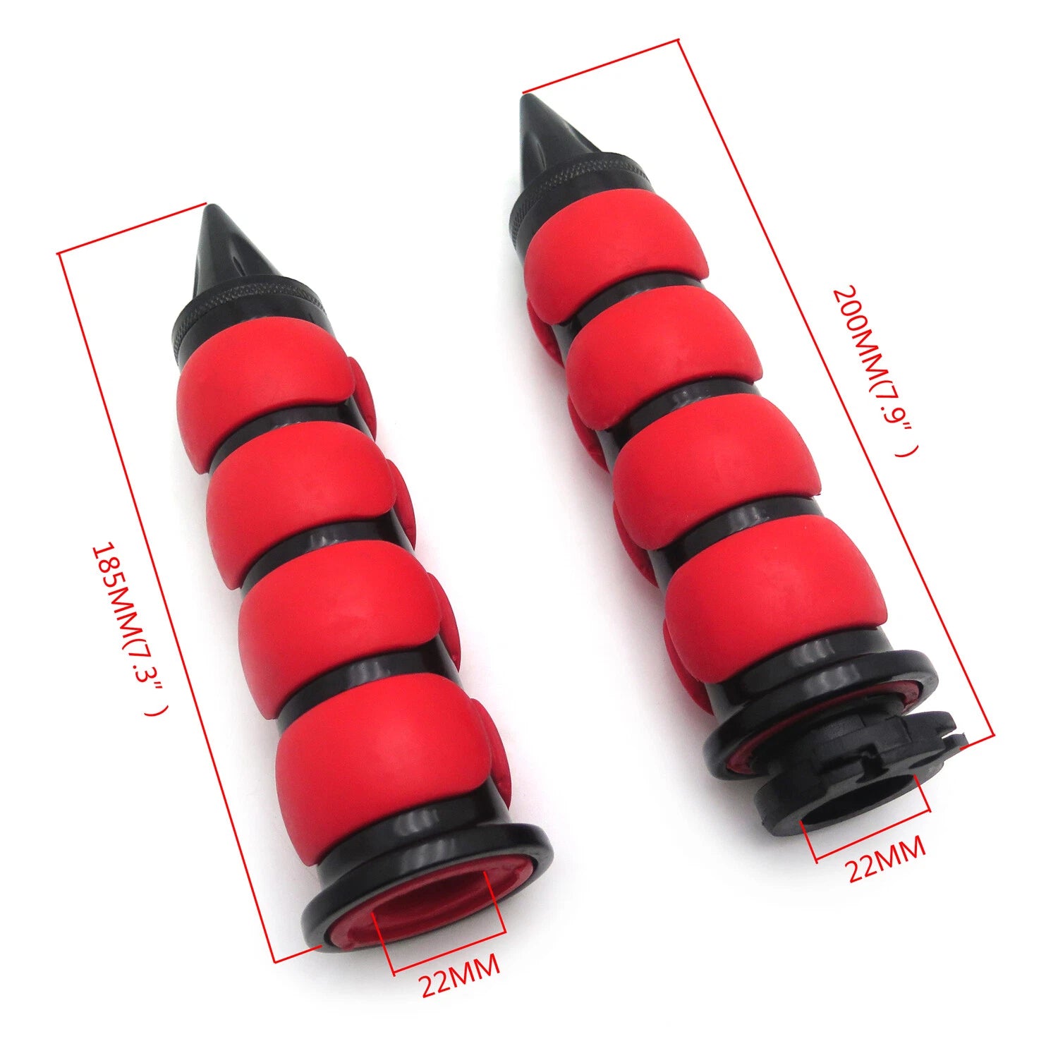 7/8" Handlebar Grips for ATV KTM Dirtbike Sportbike (Black Red)