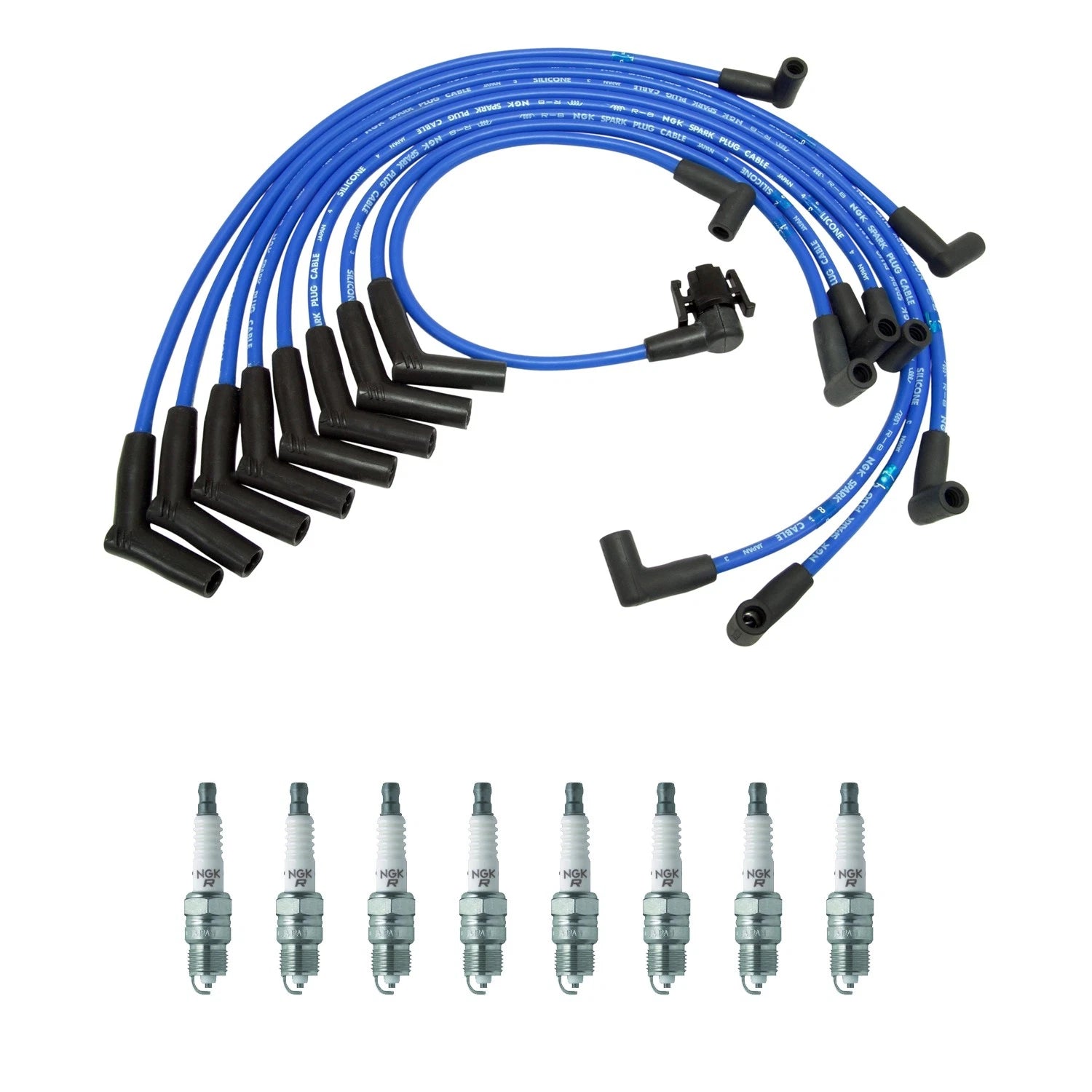 NGK Wire Set & 8 V-Power Spark Plugs for E-350 F-250 F-350 (1992–1996)