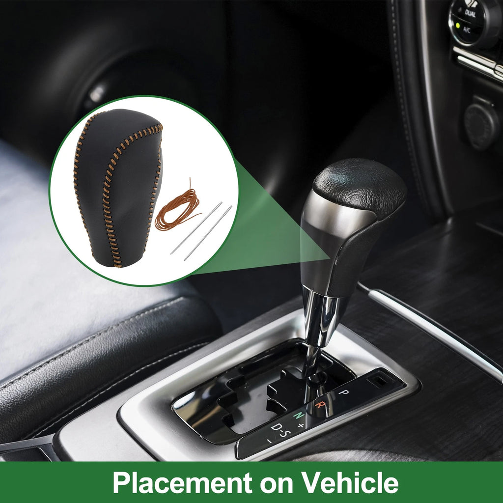 1 Pc Gear Shift Knob Cover for Mazda CX-5 (2017–2022) Black Brown Faux Leather