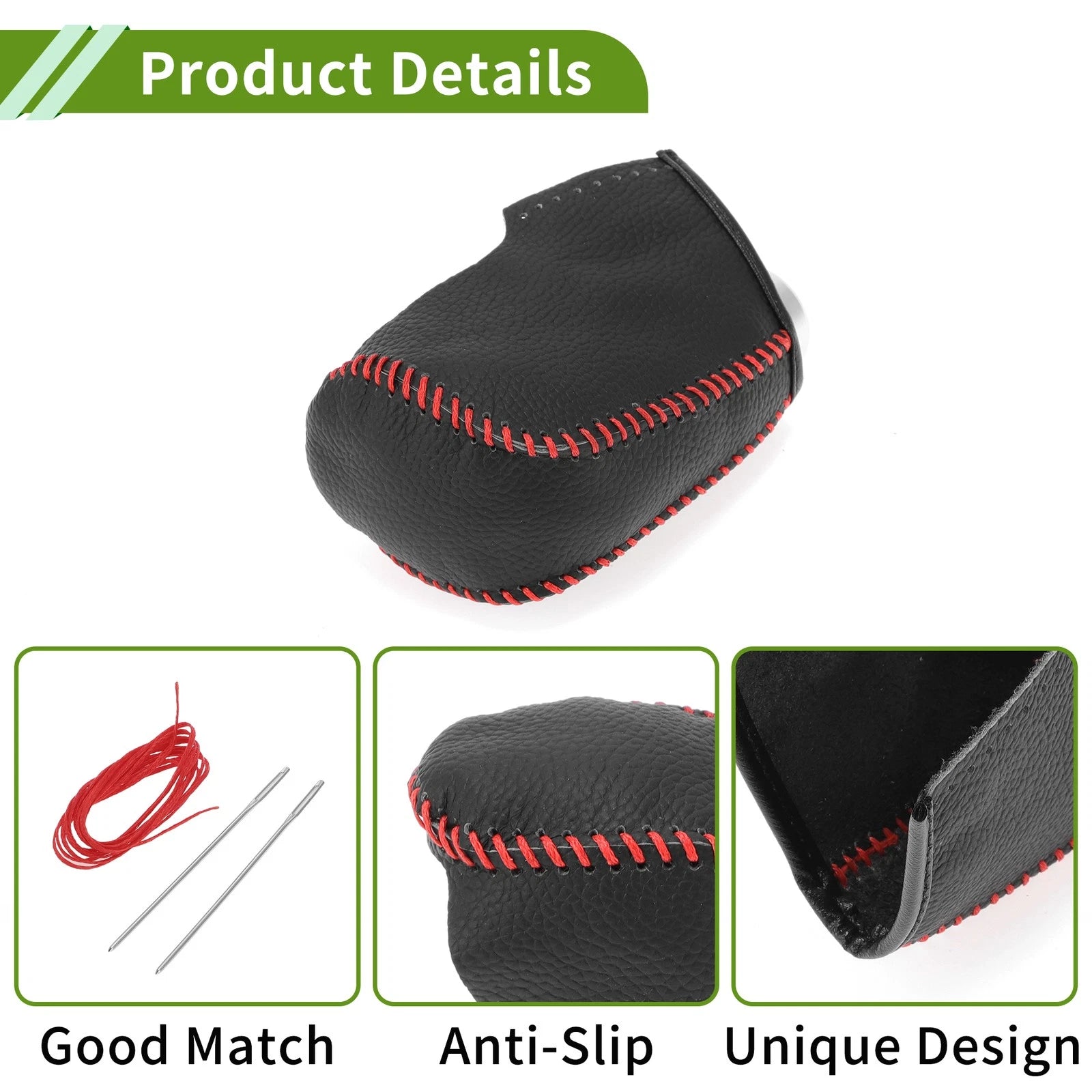 1 Pc Gear Shift Knob Cover for Nissan Altima (2013–2018) Pebbled Black Red