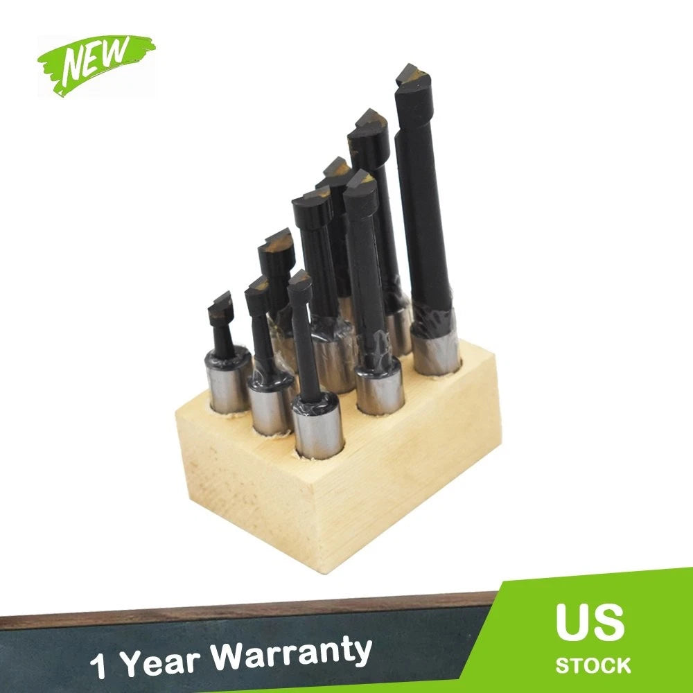 9-Piece 1/2" Boring Bar Set for Lathe - Carbide Tipped, 1/2" Shank