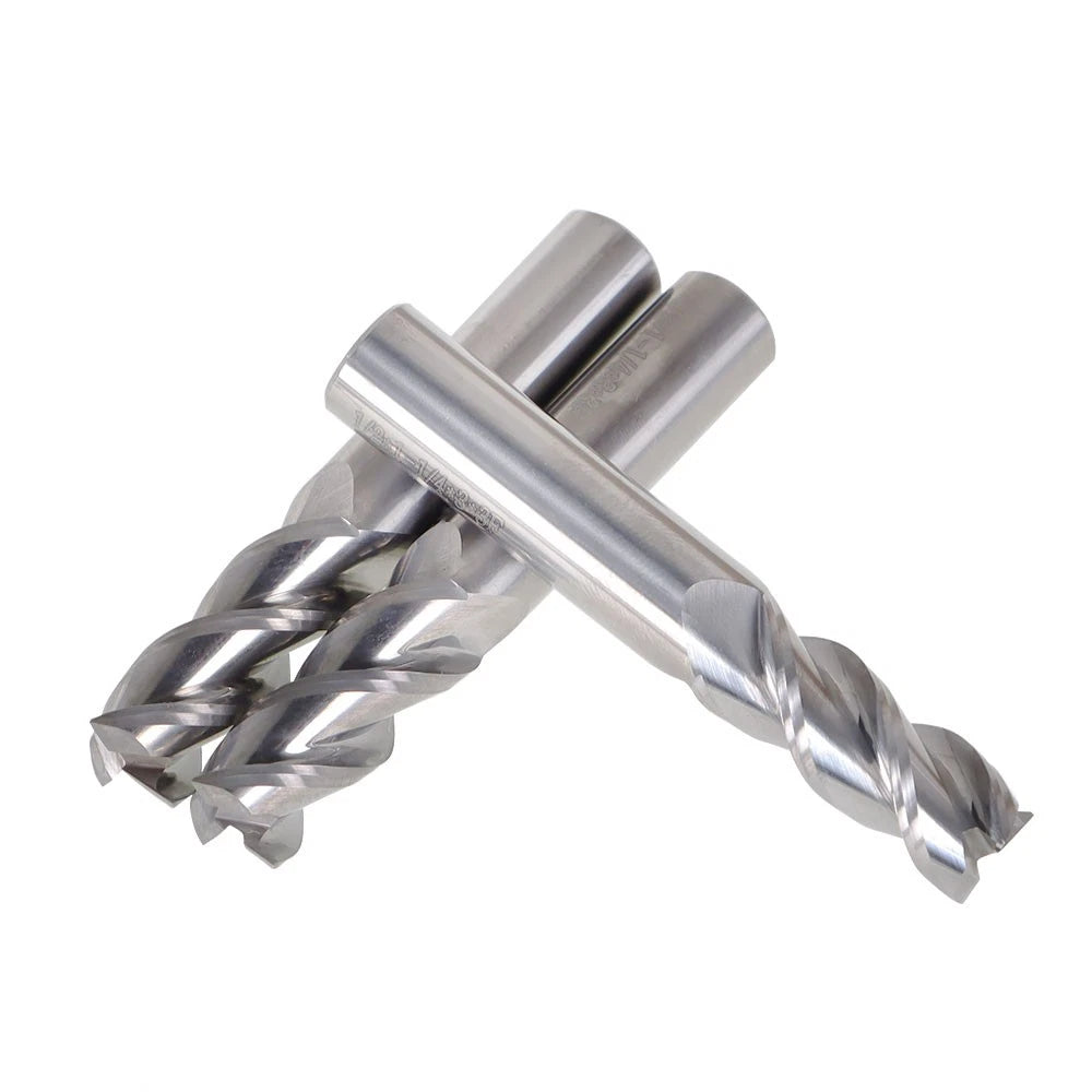 Set of 3 Carbide End Mills 1/2" 3 Flute 1-1/4" LOC 3" Length