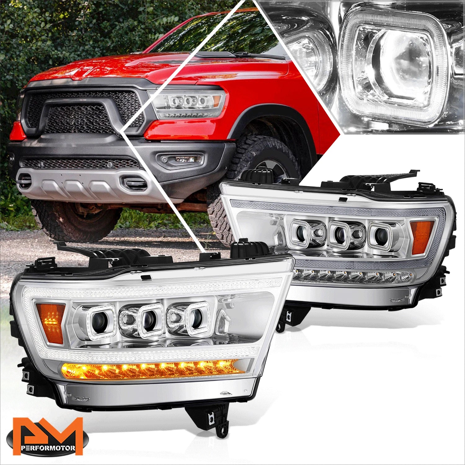 Full LED Sequential Signal Projector Headlights for Ram 1500 (2019–2024)