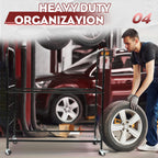 Adjustable Rolling Tire Rack for Garage Storage (Fits Most Vehicles)