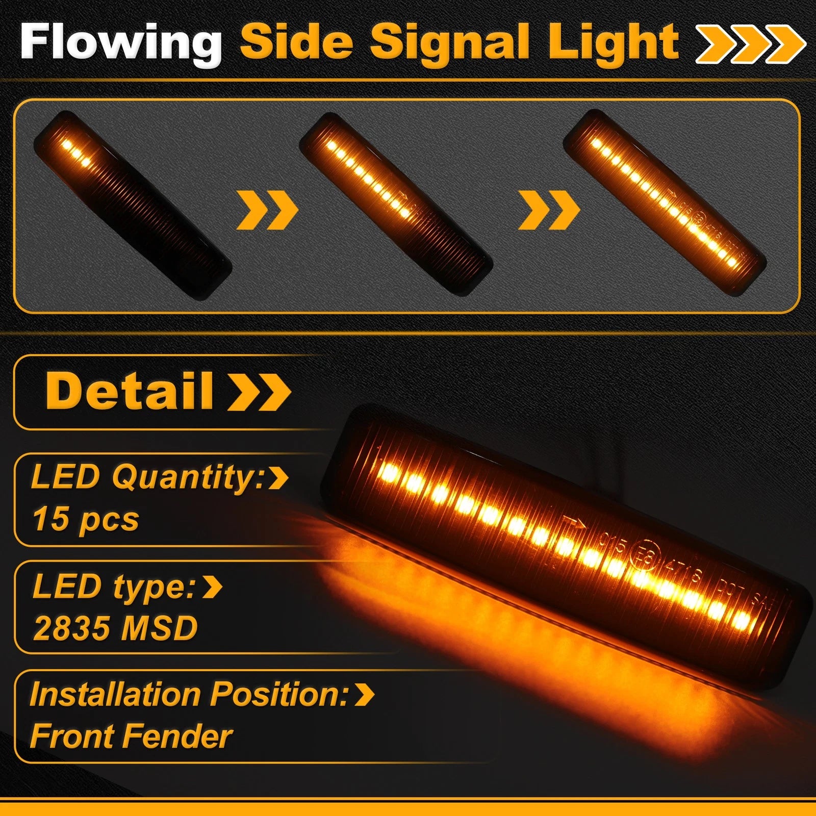 Side Marker Fender Light for BMW 5 Series E39 (1995–2003) Smoky Black Lens 1 Pair