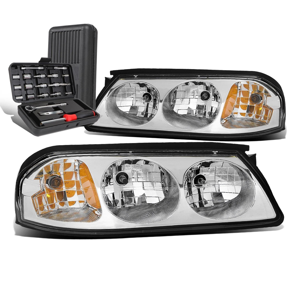 Pair of Chrome Amber Side Turn Signal Lights for Chevy Impala (2000–2005)