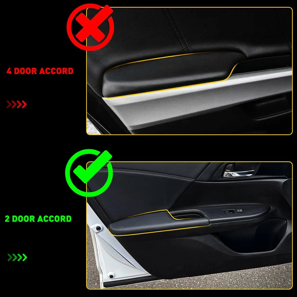 Door Panel Armrest Set for Honda Accord Coupe (2008-2012) Black Leather