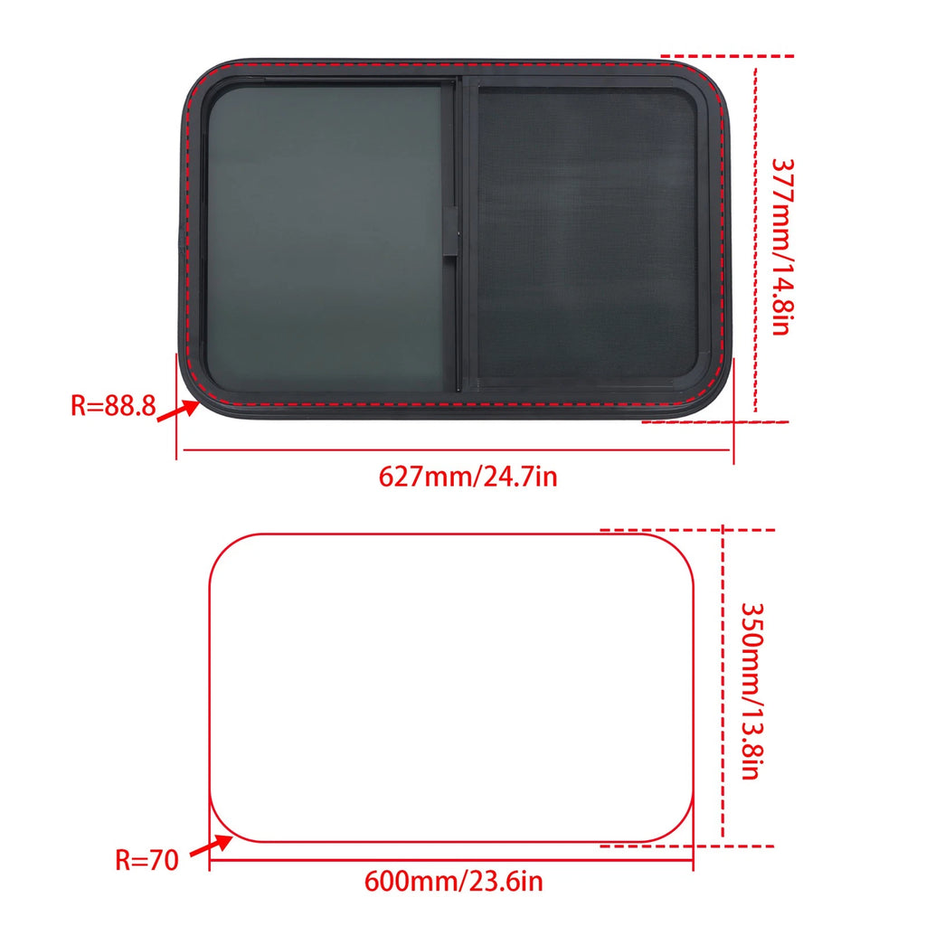Horizontal Slider RV Window with Screen for Trailer (24" x 15")