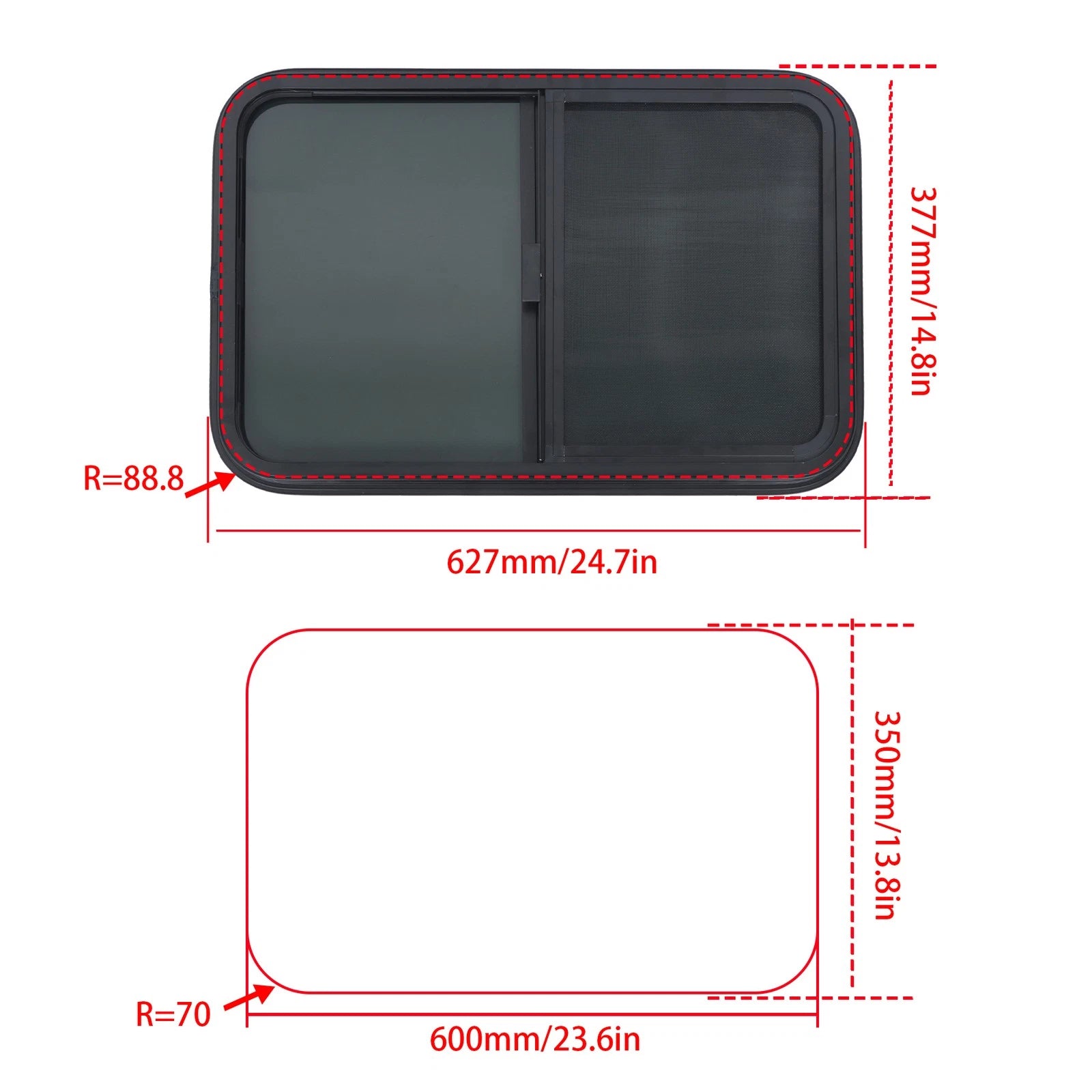 Horizontal Slider RV Window with Screen for Trailer (24" x 15")