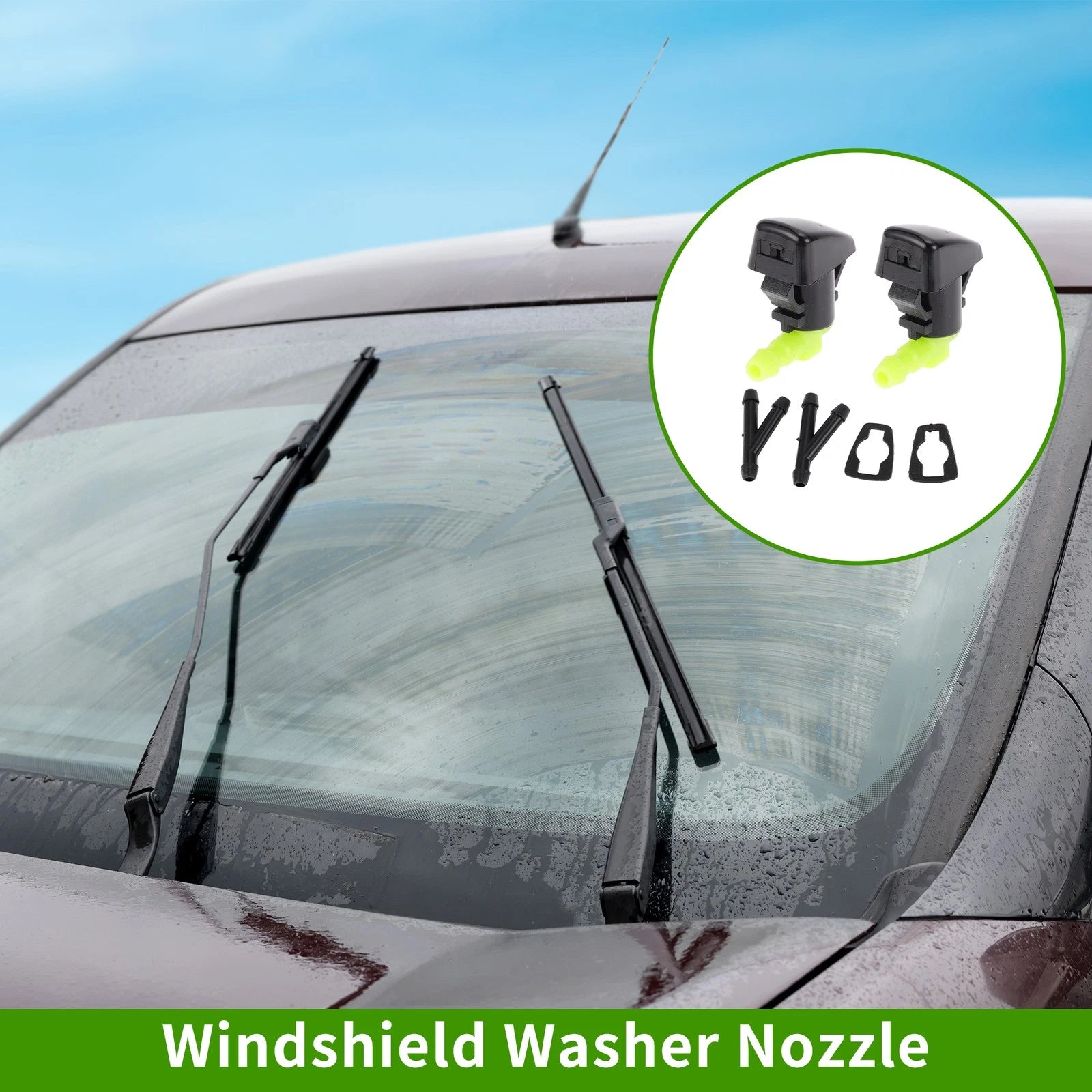 Windshield Washer Nozzle Set of 2 with Y Hose Connector for Ford (2008–2011)